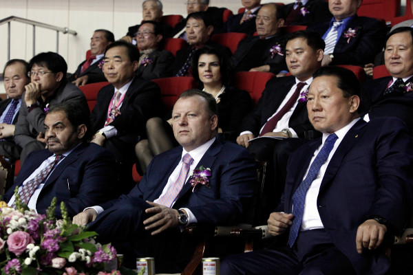 International Judo Federation President Marius Vizer was an interested spectator on the opening day of the Jeju Grand Prix ©IJF