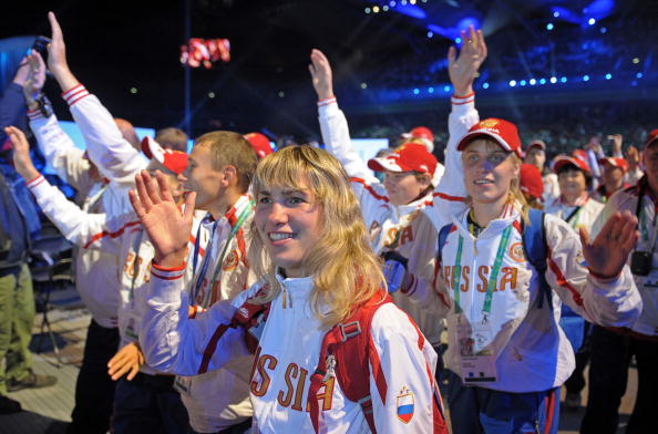 Russian team members parade during the Opening Ceremony of the Special Olympics European Summer Games in Warsaw in 2010 ©AFP/Getty Images