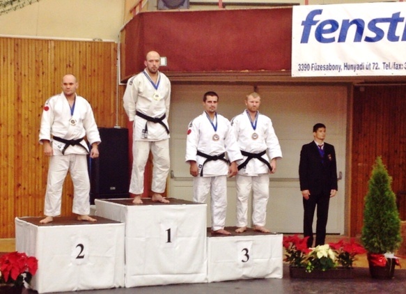 Sam Ingram stands atop the European podium again after retaining his title in Eger ©British Judo