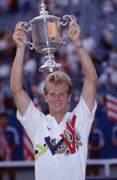 Stefan Edberg, pictured celebrating his US Open final victory in 1991, will bring plenty of top-level experience ©Bob Thomas Sports Photography/Getty Images