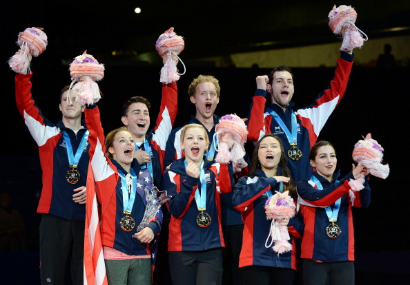 Team USA celebrate winning the ISU Team Trophy in Tokyo earlier 2013...they will hope for similar success in Sochi ©Getty Images
