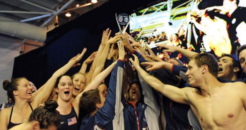 The US won a thrilling tiebreaker to retain their title at the 2013 Speedo Duel in the Pool in Glasgow ©British Swimming and The ASA