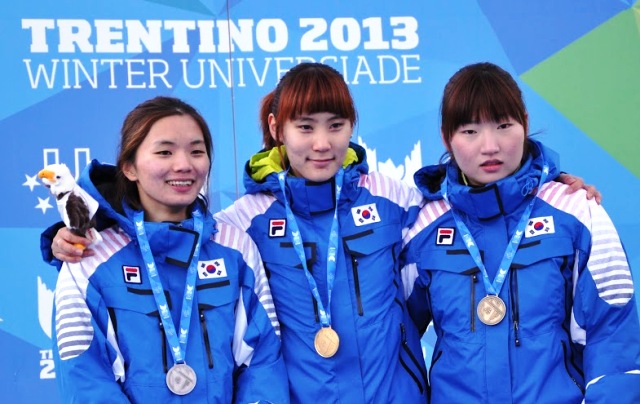 The women's 500m race saw an all South Korean podium in Baselga di Pinè ©Trentino 2013 Universiade