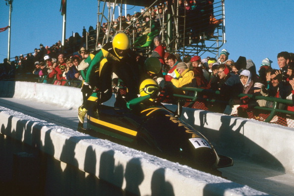 Jamaica's four-man bob makes its Olympic debut at Calgary 1988, an achievement later celebrated in the film Cool Runnings ©Getty Images