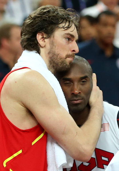 Kobe Bryant joked that he would "watch Pau win another silver" following the United States' victory over Spain in the final of the 2012 London Olympics, a team in which Pau Gasol was a member ©Getty Images