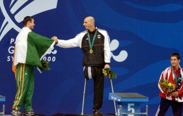 Dave Malone (left) shared Paralympic gold with Germany's Holger Kimmig at Sydney 2000 ©Getty Images 