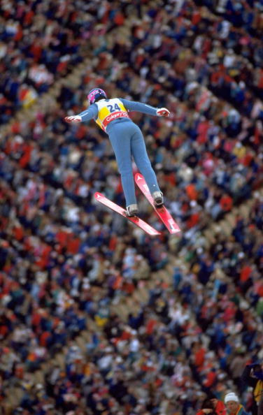 Eddie "The Eagle" Edwards continues to be one of the most popular athletes ever to compete in the Winter Olympics despite the fact it happened 26 years ago at Calgary 1988 ©Allsport/Getty Images