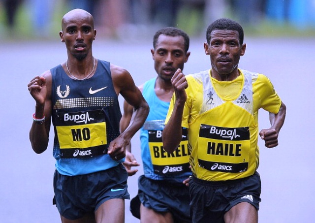 Farah, Bekele and Gebrselassie took part in last year's BUPA Great North Run ©Getty Images 