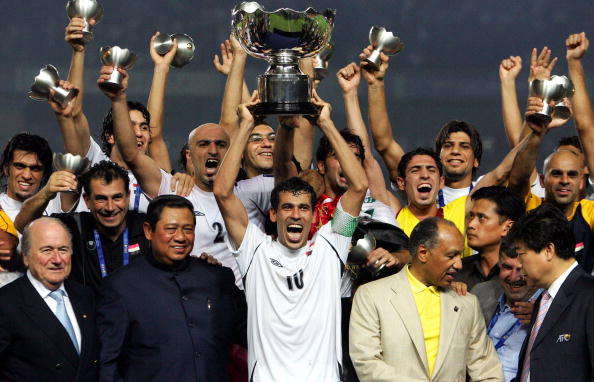 Iraq celebrate their shock victory at the 2007 Asia Cup in Jakarta ©Getty Images