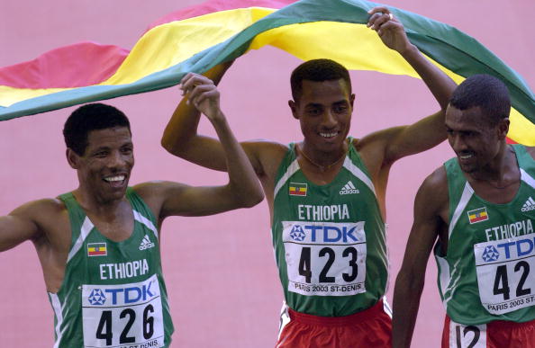 Kenenisa Bekele proved the best of the dominant Ethiopians at the 2003 World Championships...the first of four straight 10000m victories ©Popperfoto/Getty Images