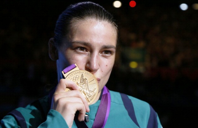 London 2012 champion Katie Taylor will be one of the Irish boxing stars sporting O'Neills kit ©AFP/Getty Images