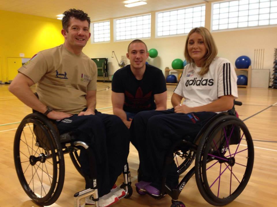 British wheelchair rugby internationals Alan Ash (left)and Kylie Grimes are joined by Mike Brown ©GBWR
