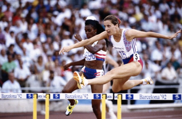 Sally Gunnell powered her way to Olympic glory at Barcelona 1992 ©Getty Images 