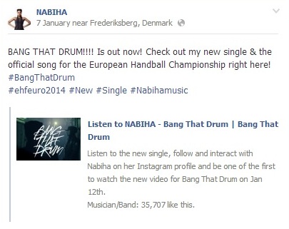 The official song associated with the 2014 Men's European Handball Championships "BANG THAT DRUM" was released today ©Facebook