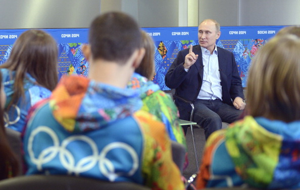 Vladimir Putin spoke to some of the Sochi 2014 volunteers at the Olympic Park ©AFP/Getty Images
