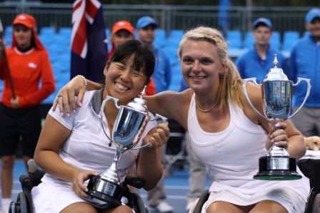 Yui Kamiji and Jordanne Whiley took the women's doubles title at the Australian Open in Melbourne ©Takeo Tanuma