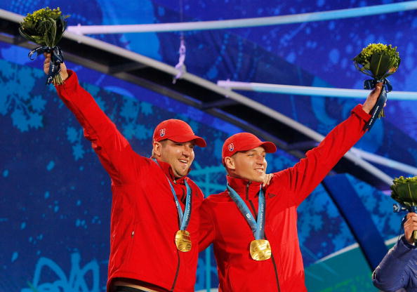 Jakub Krako (right) won gold medals in the slalom, super-combined and giant slalom at the 2010 Vancouver Winter Paralympics ©Getty Images