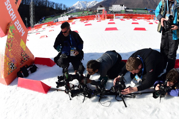 A nice photo here of photographers setting up their equipment ahead of the cross country finale of the Nordic Combined ©AFP/Getty Images