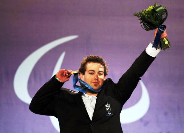 Adam Hall celebrates his famous gold medal win at Vancouver 2010 ©Getty Images 
