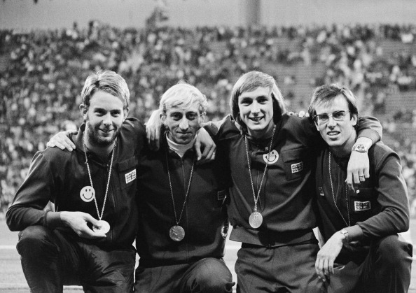 Alan Pascoe (second right) moved into event consulting after a successful athletics career, which included being part of Britain's 4x400 metres relay team that won Olympic silver medals at Munich 1972 ©Getty Images