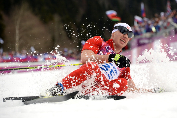 Dario Cologna slides to his second gold medal of the Games ©AFP/Getty Images
