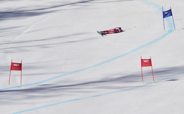 Dominique Gisin is one of many to come a cropper in the Super G this morning ©AFP/Getty Images