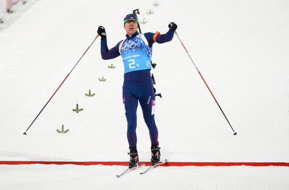 Emil Hegle Svendsen crosses the line for his second gold medal in as many days in a historic victory for Norway ©Getty Images