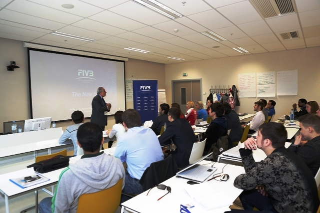 FIVB President Dr Ary S. Graça addressing students at the Russian International Olympic University ahead of the Sochi 2014 Opening Ceremony ©FIVB
