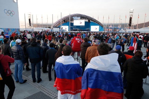 Fans crowd into the Olympic Park to catch a glimpse of the ice hockey action ©Getty Images