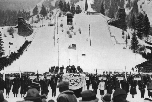 Karl Ritter von Halt, president of the Garmisch-Partenkirchen Olympic organising committee, speaks during the opening of the 1936 Winter Games, marred by anti-Jewish sentiment ©AFP/Getty Images
