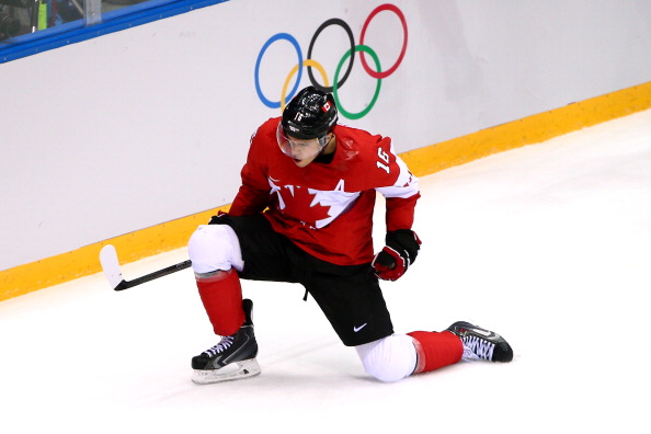 Jonathan Toews celebrates after opening the scoring in the gold medal match ©Getty Images