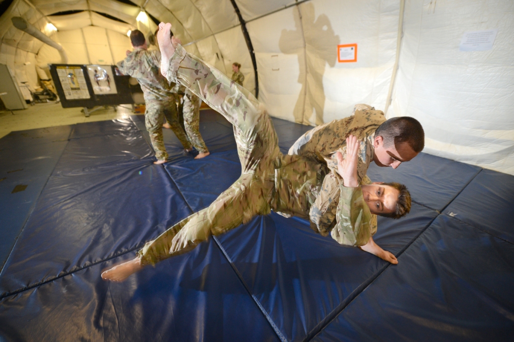 Lance Corporal Man Yiu Wong was one of the 12 participants in the first Camp Bastion Judo Club class ©Sgt Dan Bardsley