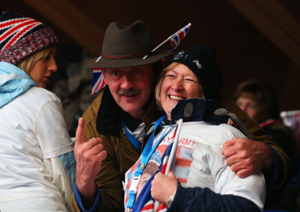 The parents of Lizzie Yarnold look nervous but excited as their daughter powers towards Olympic gold ©Getty Images