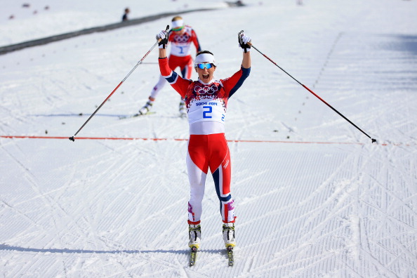 Marit Bjoergen win her sixth Olympic gold medal in a Norwegian clean sweep ©Getty Images