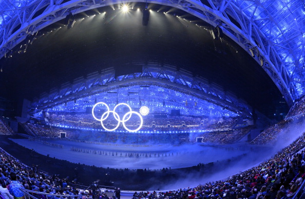 One of the Olympic Rings fails to appear during the Sochi 2014 Olympic Opening Ceremony ©AFP/Getty Images