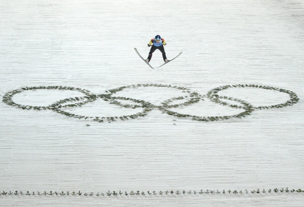 Severin Freund of Germany on the way to powering his team to ski jumping glory ©AFP/Getty Images