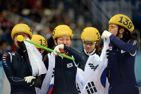 South Korea win the womens short-track relay ©AFP/Getty Images