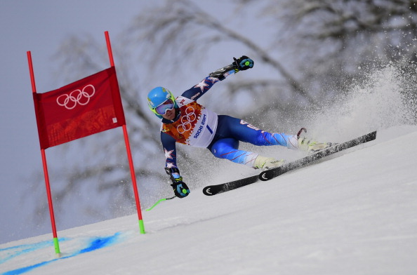 Ted Ligety leads the way in the first run of the giant slalom ©AFP/Getty Images