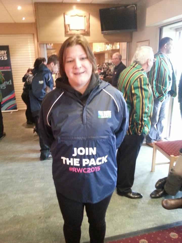 A volunteer from the Grasshoppers Rugby Football Club shows her support for the new programme ©ITG