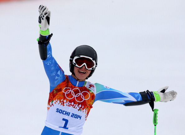 Tina Maze defies the conditions to win the giant slalom gold medal for Slovenia ©Getty Images