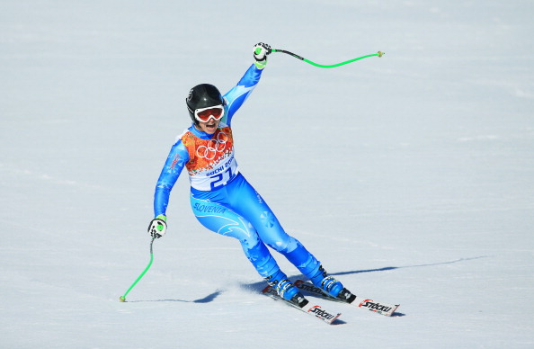 Tina Maze in action on the treacherous slopes of Rosa Khutor ©Getty Images