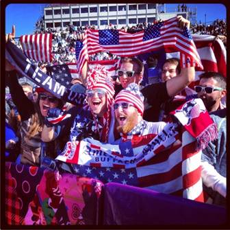 US fans celebrate their slopestyle clean sweep ©usfreeskiing/Instagram