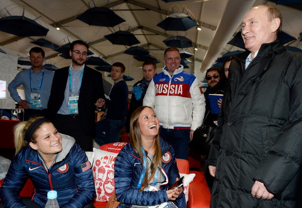 Vladimir Putin surprised Team USA athletes when he stopped by while they were having a coffee at the Olympic Villlage ©AFP/Getty Images