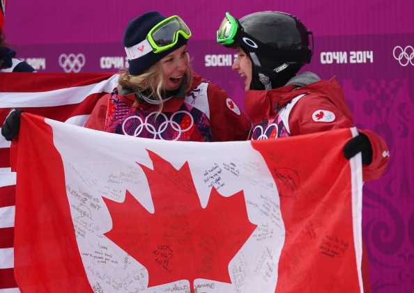 Gold medallist Dara Howell (left) and bronze medallist Kim Lamarre have added to Canadian glory after their ski slopestyle masterclass ©Getty Images