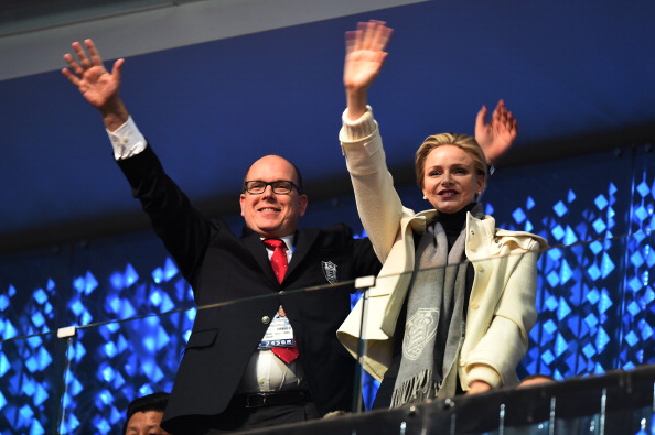 Prince Albert II of Monaco and Princess Charlene of Monaco wave to the athletes ©Getty Images