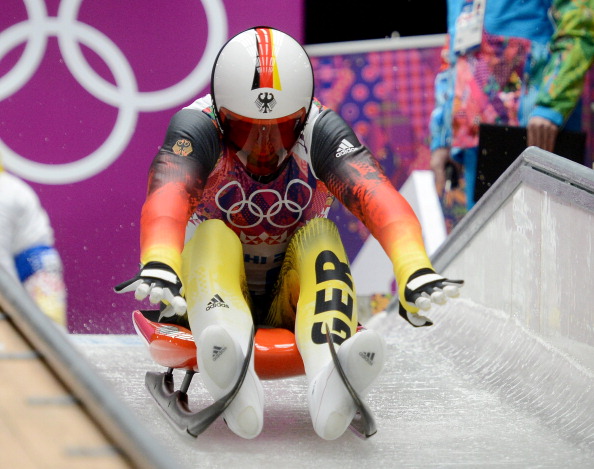 Felix Loch leads halfway through the mens luge event ©McClatchey-Tribune/Getty Images