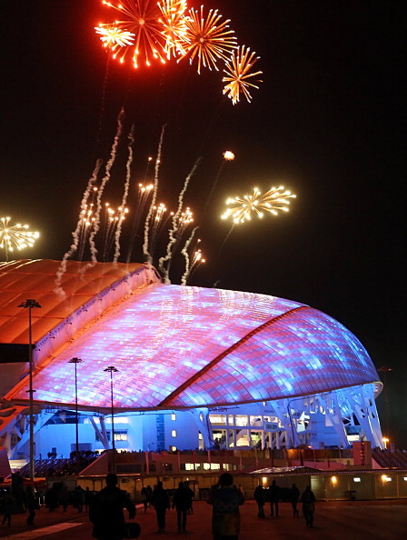 Fireworks illuminate the sky over the Fisht Olympic Stadium during the 2014 Sochi Winter Olympics opening ceremony rehearsals ©AFP/Getty Images