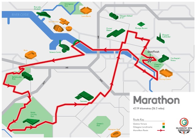 The route for the Glasgow 2014 Commonwealth Games Marathon which takes place on Sunday July 27 ©Glasgow 2014