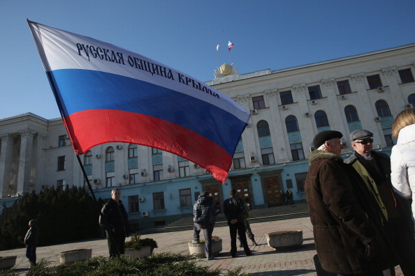 A Russian flag outside the Crimean Parliament building today gives a hint of the Russian influence ©Getty Images