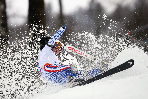 Aleksandr Akhmadulin of Russia is one of many skiers to crash out in the slalom events ©Getty Images